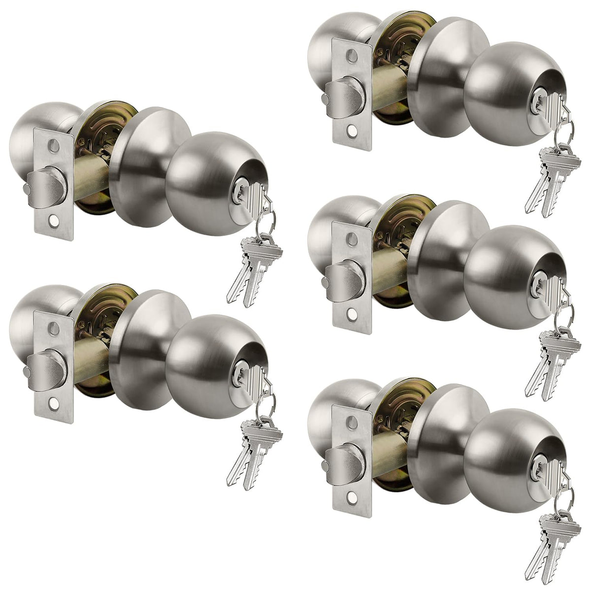 Keyed Entry Door Knob with Satin Nickel Finish