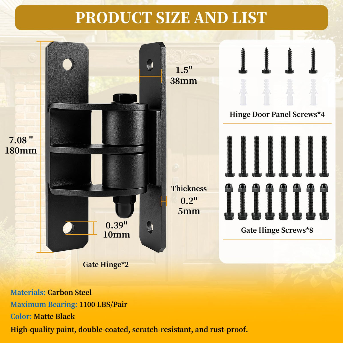 Heavy-Duty Gate Hinges for Doors and Outdoor Gates