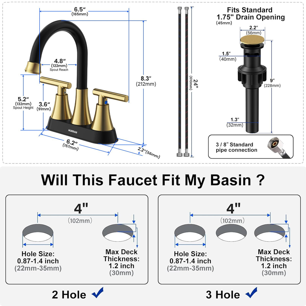4-Inch Centerset Bathroom Faucet with Dual Handles
