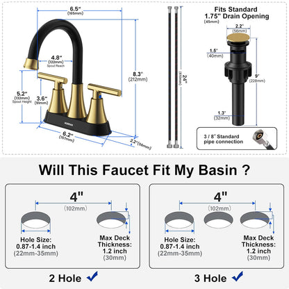 4-Inch Centerset Bathroom Faucet with Dual Handles