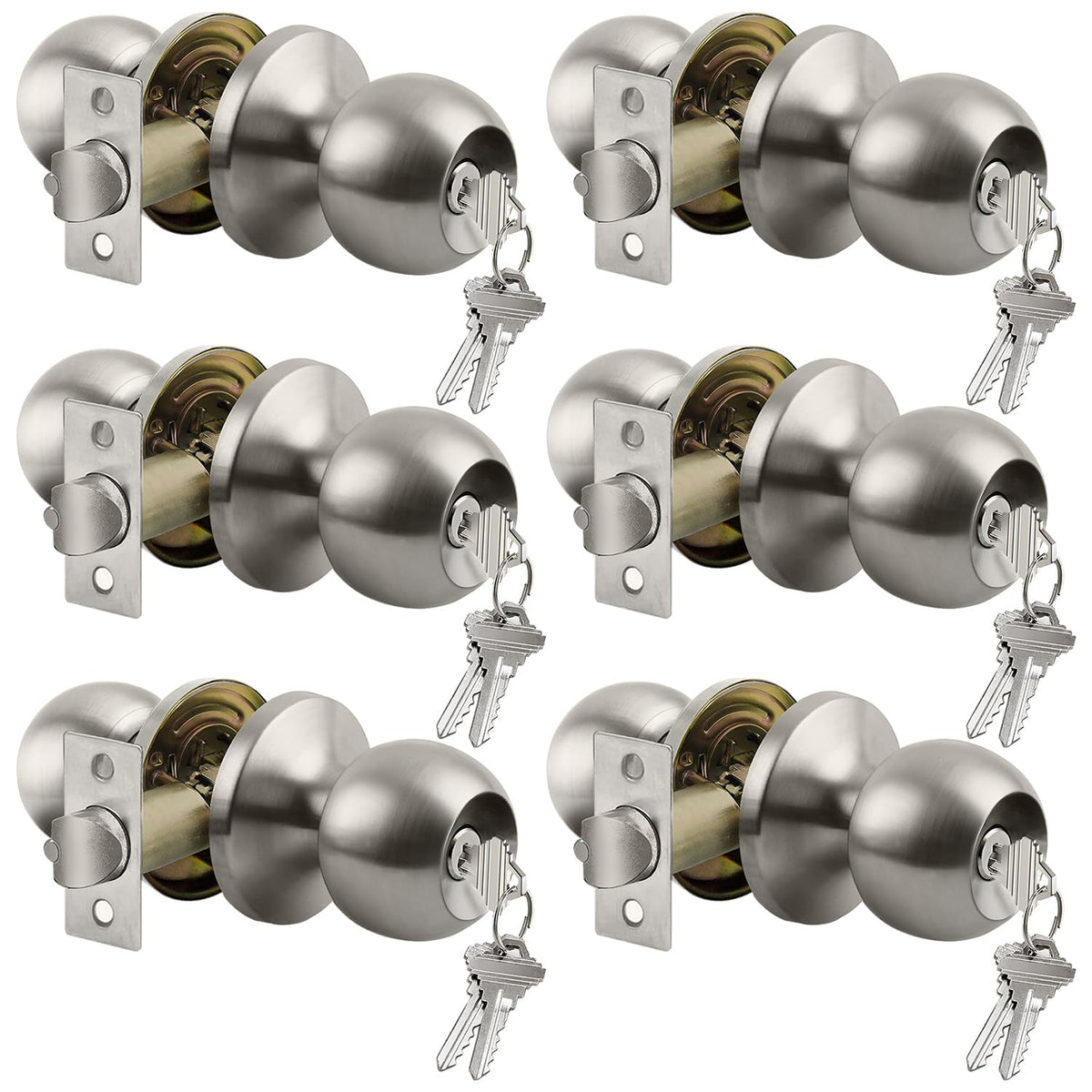 Keyed Entry Door Knob with Satin Nickel Finish