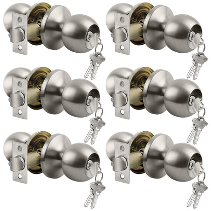 Keyed Entry Door Knob with Satin Nickel Finish