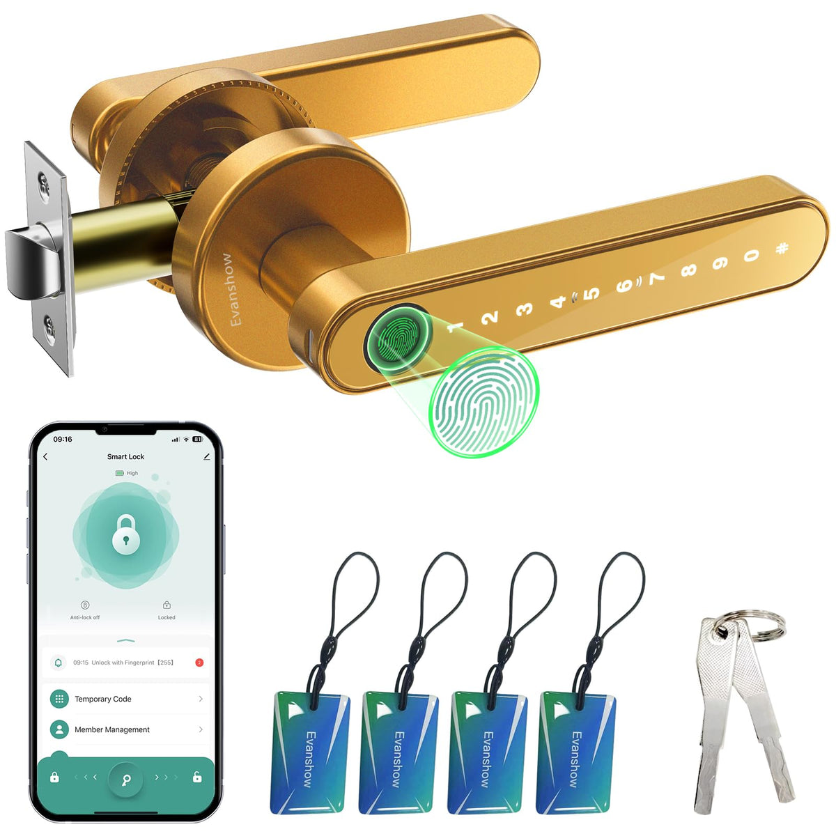 Fingerprint Door Lock with Keypad Keyless Entry
