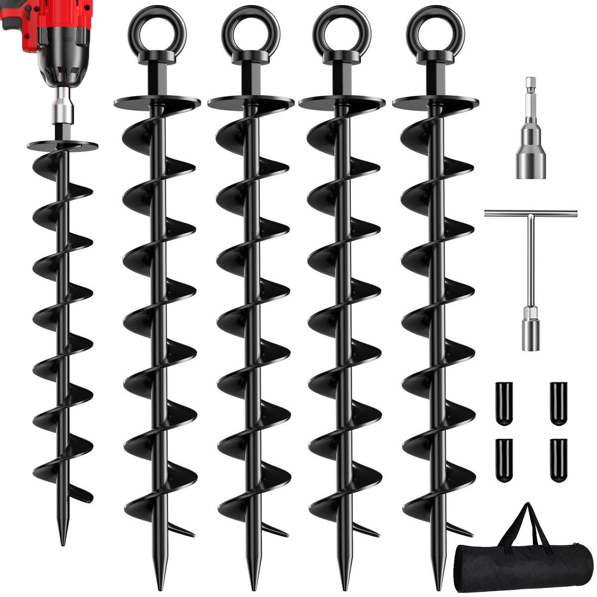 Heavy-Duty Spiral Ground Anchors for Outdoor Use