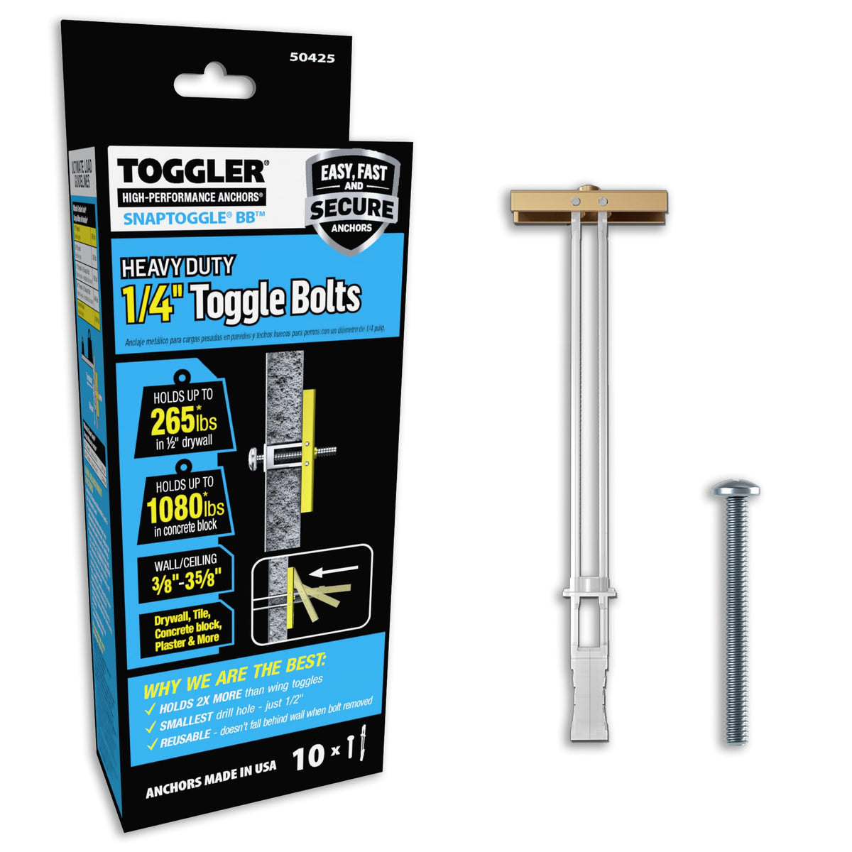 Heavy-Duty Toggle Anchors for Hollow Walls