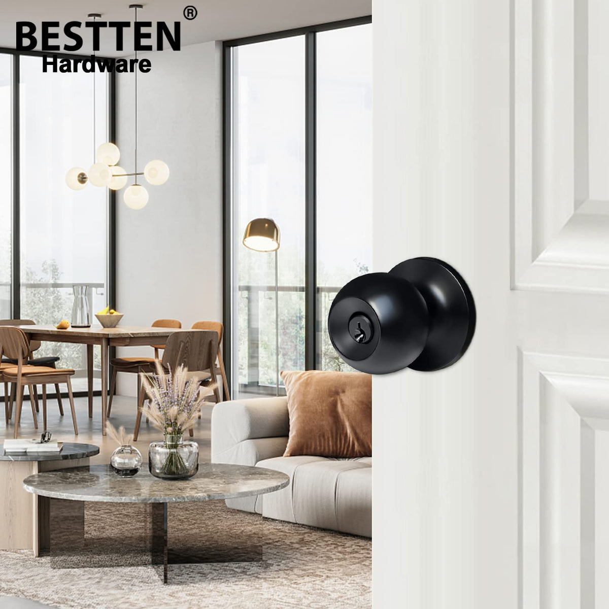 Keyed Entry Door Knob with Satin Nickel Finish