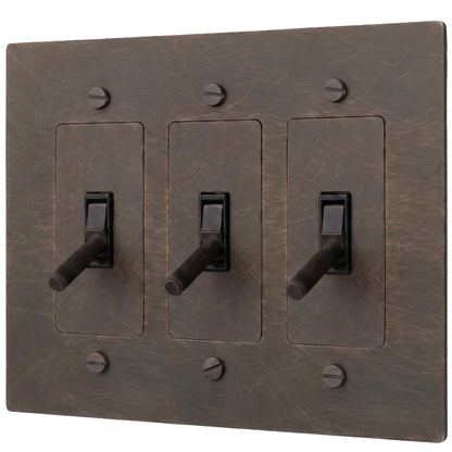 Brass Toggle Light Switch – Retro Industrial Plate