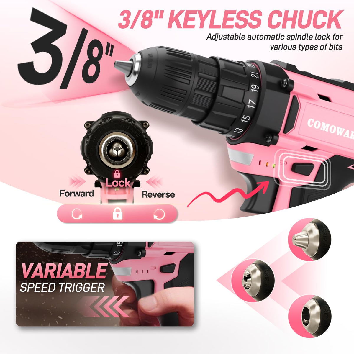 20V Cordless Drill Set with Dual Batteries and Bits