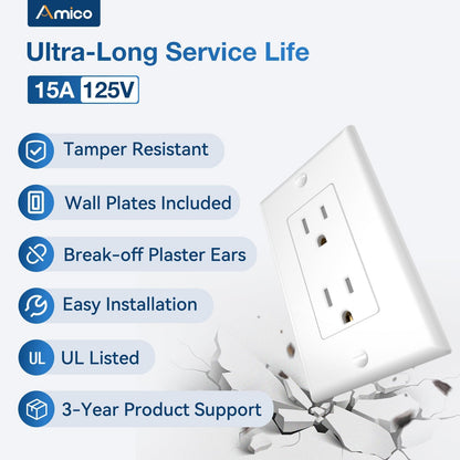 Tamper-Resistant Outlet – 15A Standard Receptacle