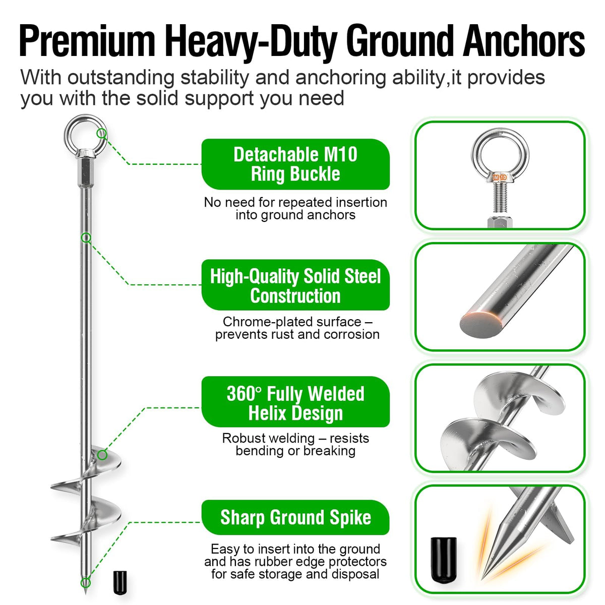 30-Inch Ground Anchor Kit with Steel Cable