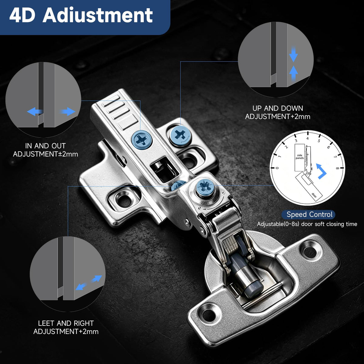 Soft-Close European Hinges with 4-Way Adjustment