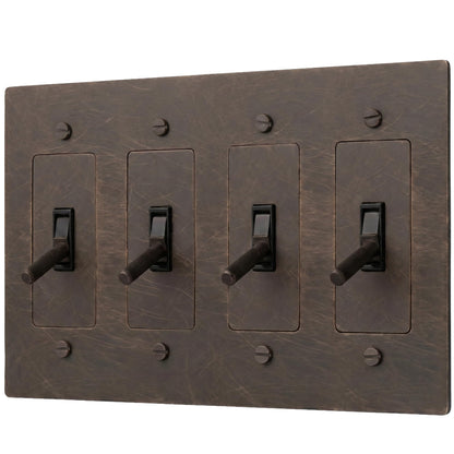Brass Toggle Light Switch – Retro Industrial Plate