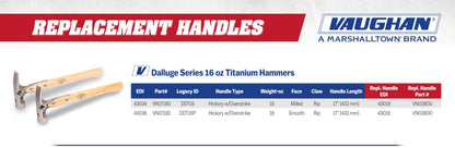 VAUGHAN DALLUGE 16oz Titanium Hammer, Magnetic Nail Holder, Milled Face, 4629-BASE