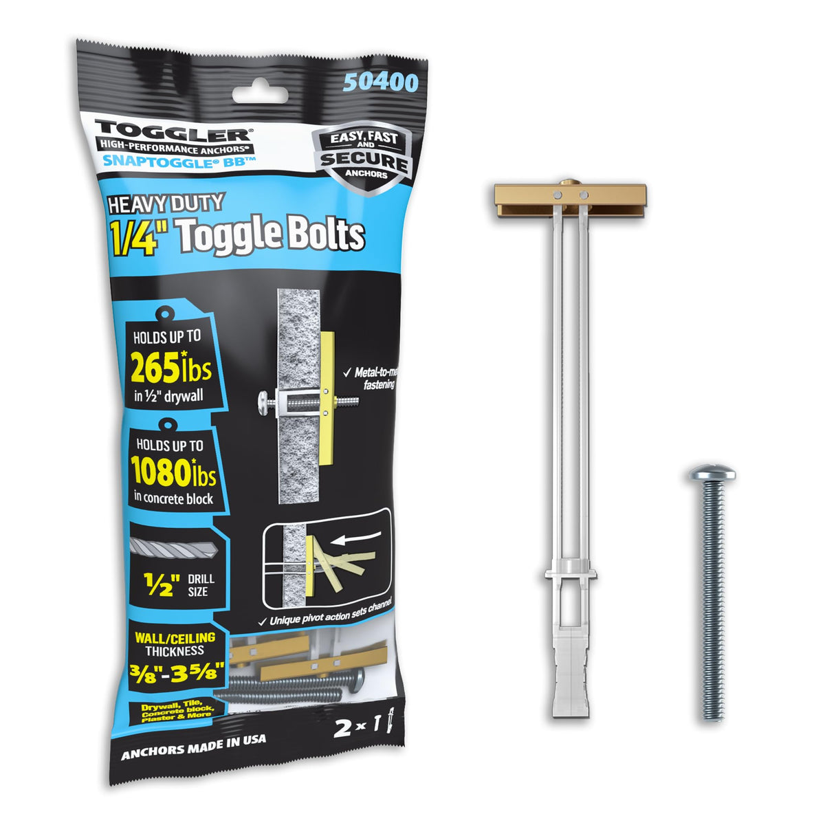 Heavy-Duty Toggle Anchors for Hollow Walls