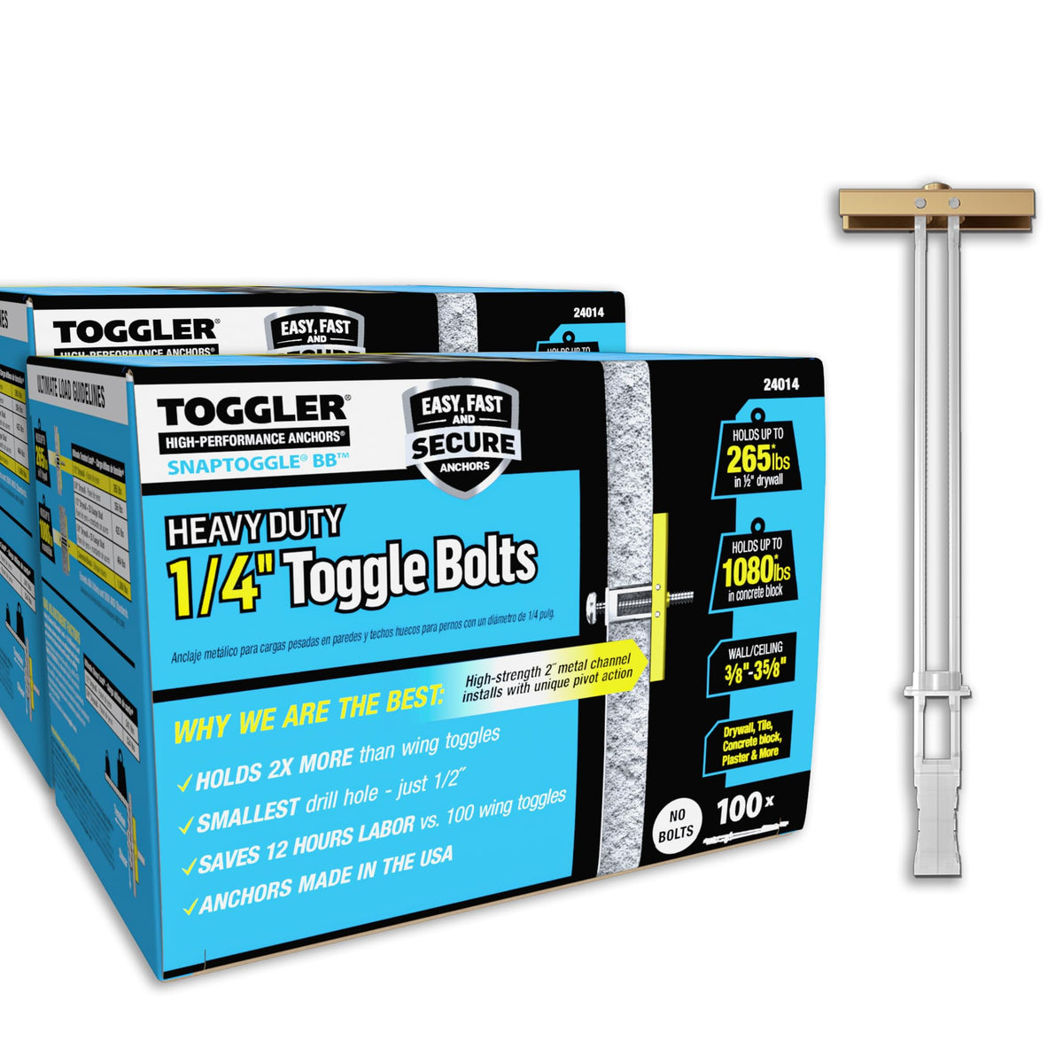 Heavy-Duty Toggle Anchors for Hollow Walls