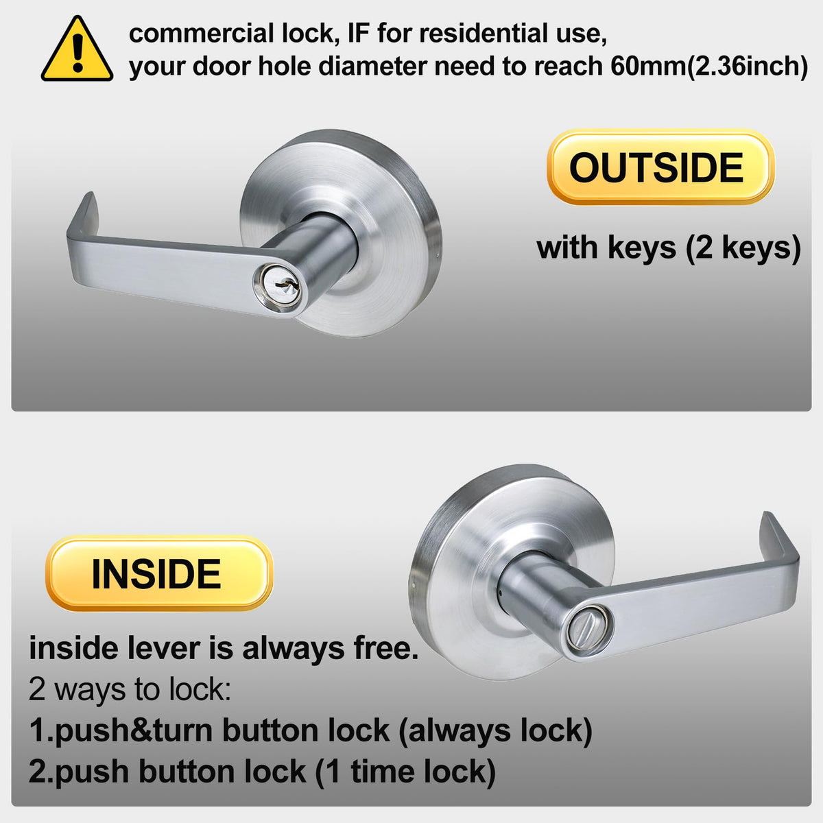 Commercial Door Lever with Grade 2 Construction