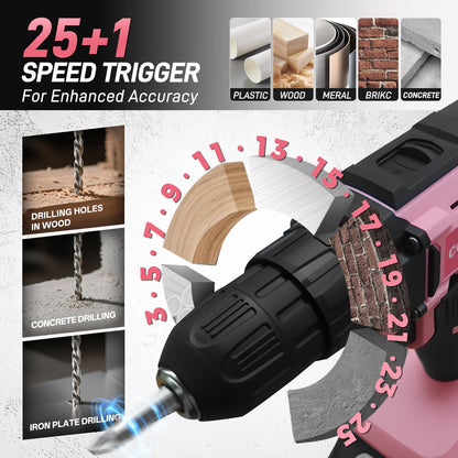 20V Cordless Drill Set with Dual Batteries and Bits
