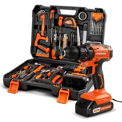 20V Cordless Drill Set with Dual Batteries and Bits