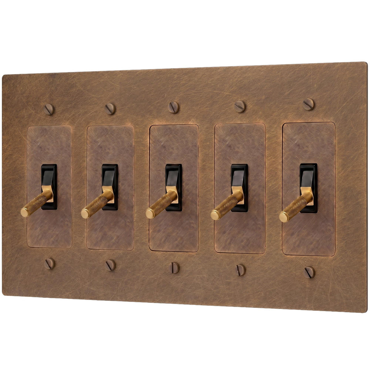 Brass Toggle Light Switch – Retro Industrial Plate