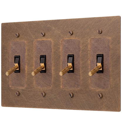 Brass Toggle Light Switch – Retro Industrial Plate