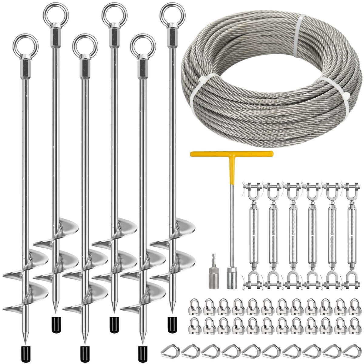 30-Inch Ground Anchor Kit with Steel Cable