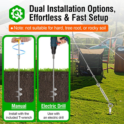 30-Inch Ground Anchor Kit with Steel Cable
