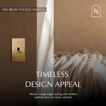 Brass Toggle Light Switch – Retro Industrial Plate