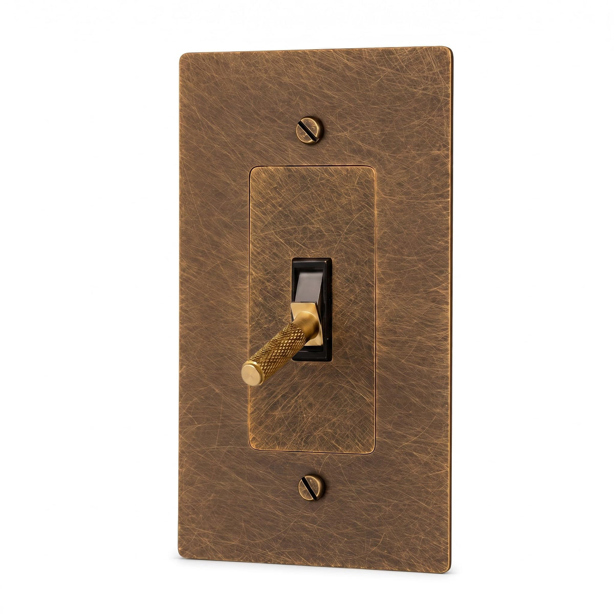 Brass Toggle Light Switch – Retro Industrial Plate