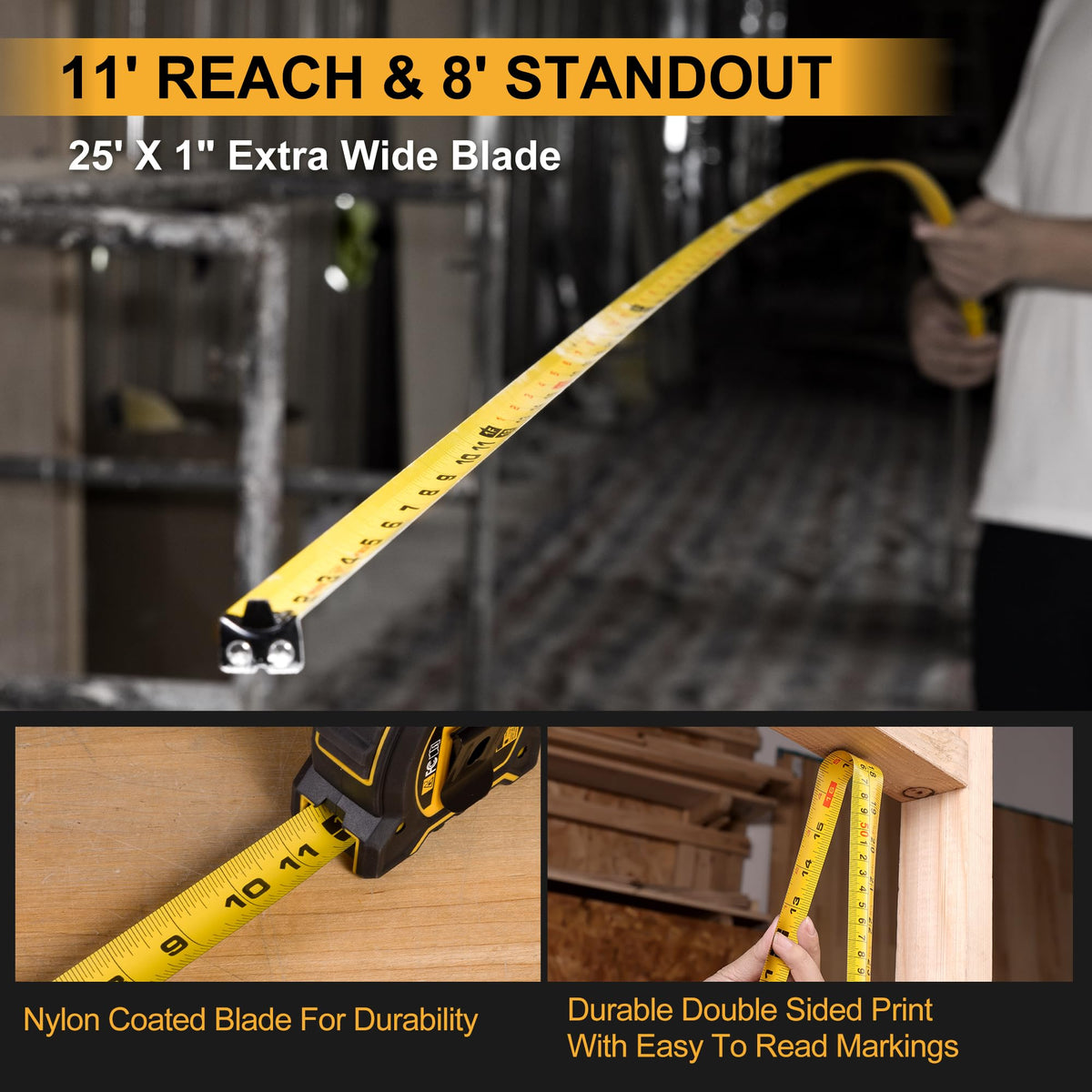 2-in-1 Laser Tape Measure with 135-Foot Range
