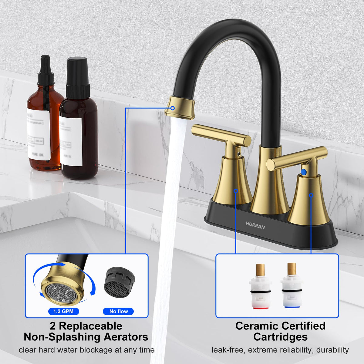 4-Inch Centerset Bathroom Faucet with Dual Handles
