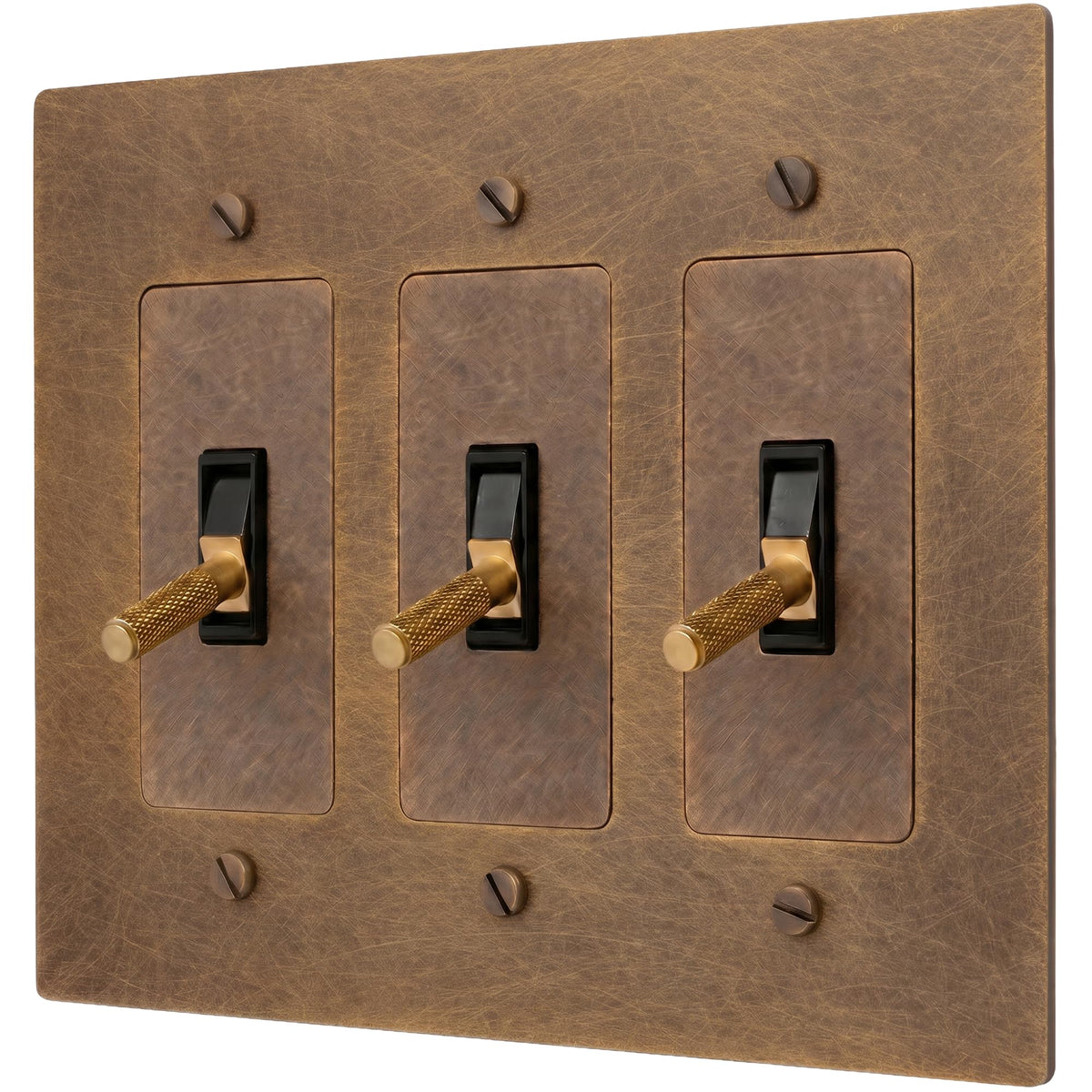 Brass Toggle Light Switch – Retro Industrial Plate