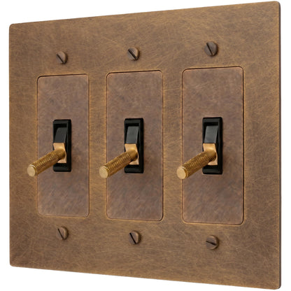 Brass Toggle Light Switch – Retro Industrial Plate