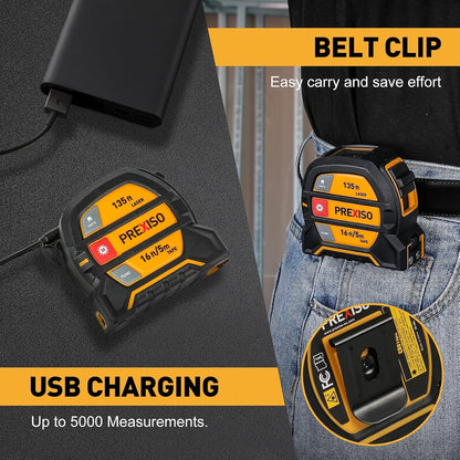 2-in-1 Laser Tape Measure with 135-Foot Range