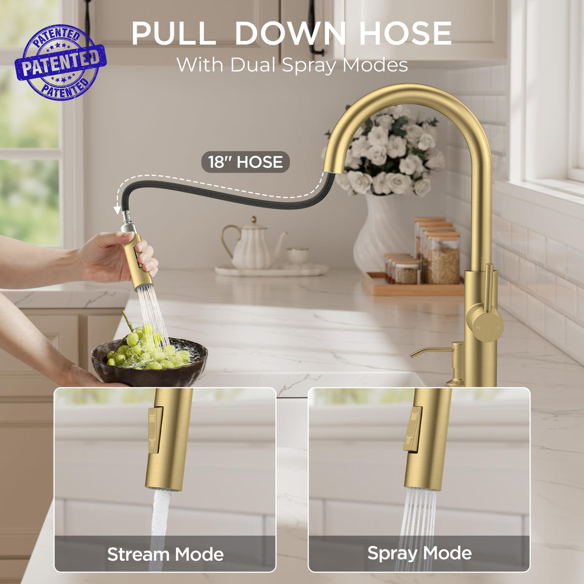 High-Arc Kitchen Faucet with Pull-Down Sprayer