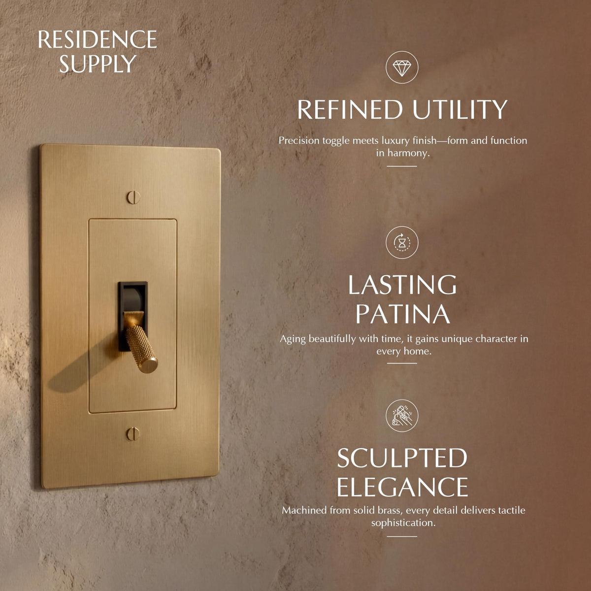 Brass Toggle Light Switch – Retro Industrial Plate