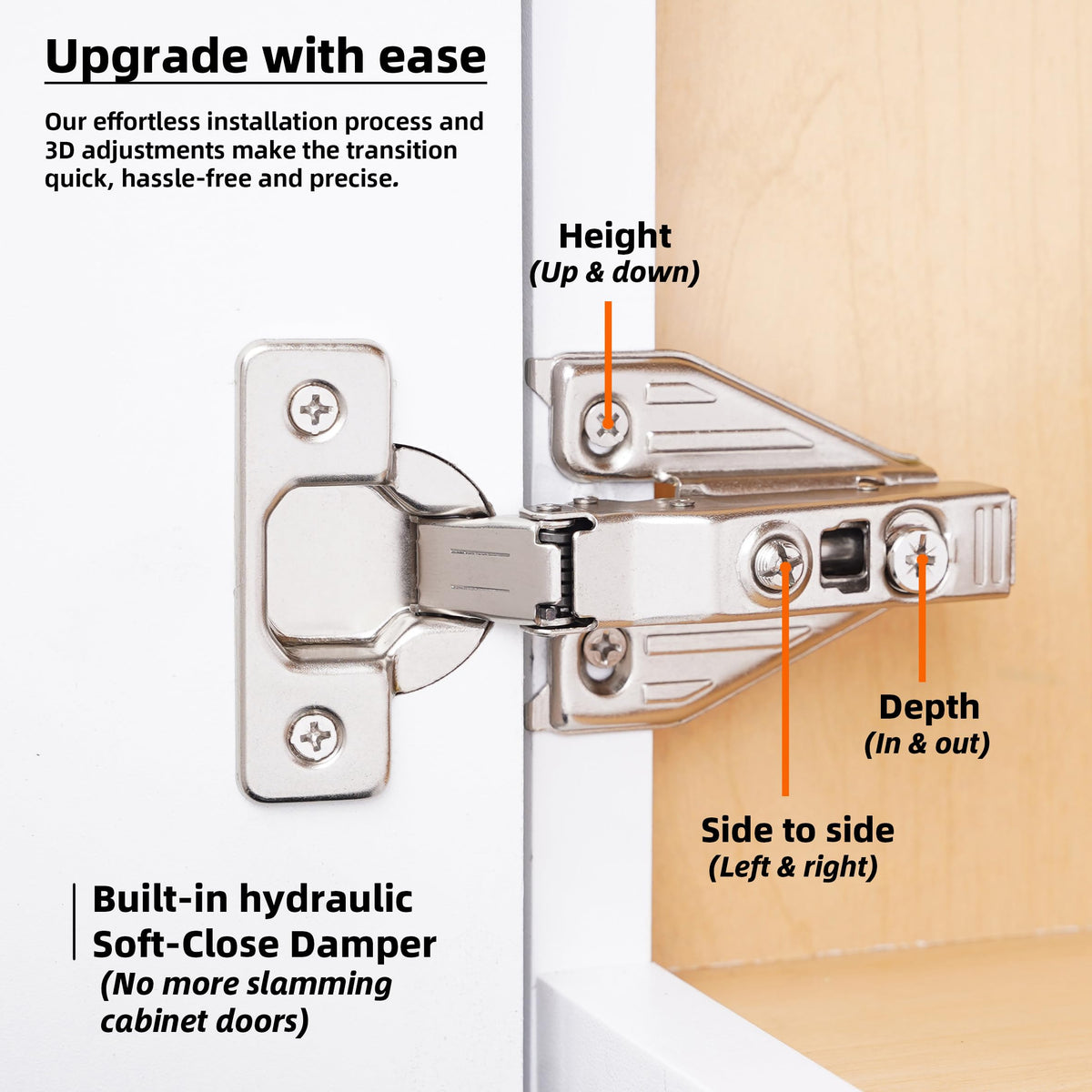 Soft-Close Cabinet Hinges with 3-Way Adjustment
