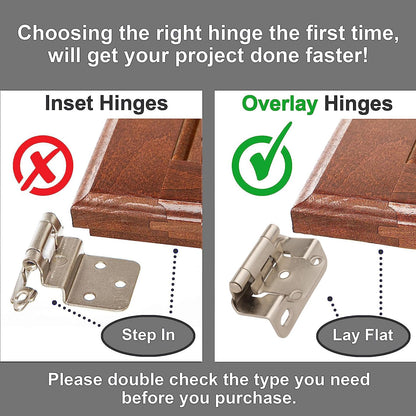 1/2-Inch Overlay Cabinet Hinges with Semi-Wrap Design